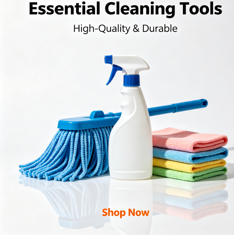All-in-One Cleaning Tools Kit, Microfiber Mop, Spray Bottle, and Color-Coded Cleaning Cloths for Multi-Surface Home Cleaning