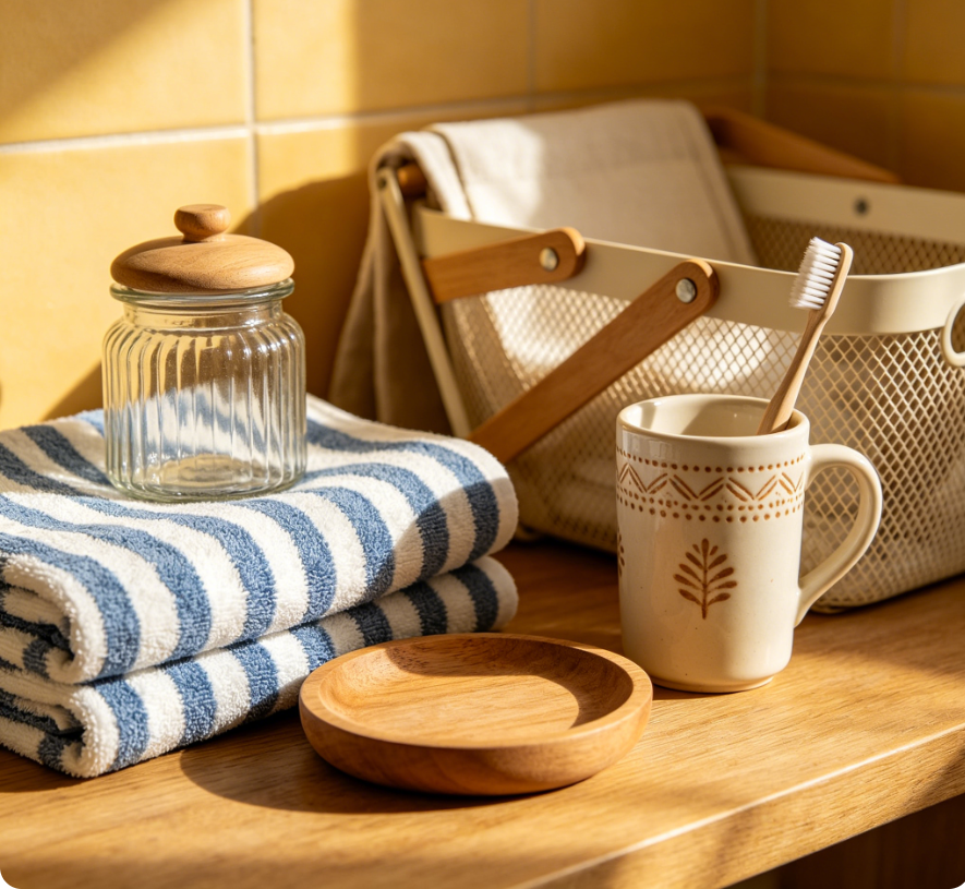1. Product Title (SEO Optimized) Bohemian Style Ceramic Toothbrush Holder Cup, Hand-Painted Leaf Pattern Bathroom Tumbler, Rustic Farmhouse Beige Toothpaste Organizer with Handle